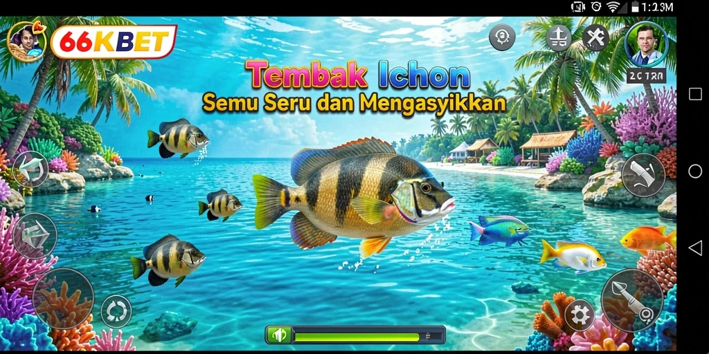 Screenshot gameplay Tembak Ikan di 66KBET yang memukau.