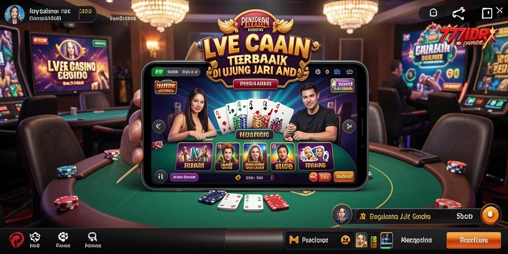 Screenshot gameplay <strong>777IDR</strong> menunjukkan dealer langsung yang profesional dan antusias.