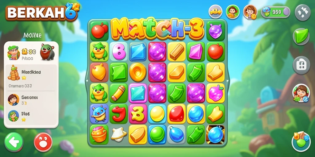 Tangkapan layar gameplay Match-3 yang menarik di BERKAH6.