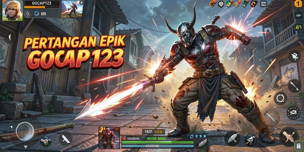 Screenshot GOCAP123 menunjukkan aksi pertarungan seru di medan perang.