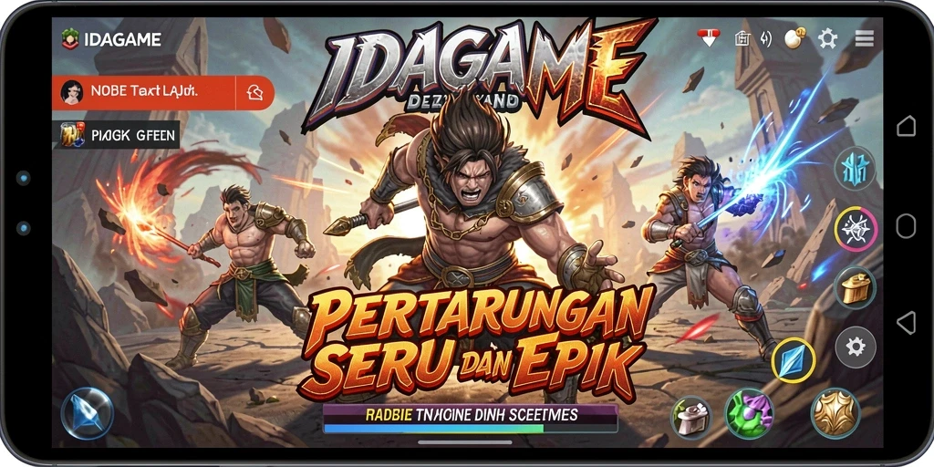 Tampilan pertarungan intens di IDAGAME dengan grafis mempesona.
