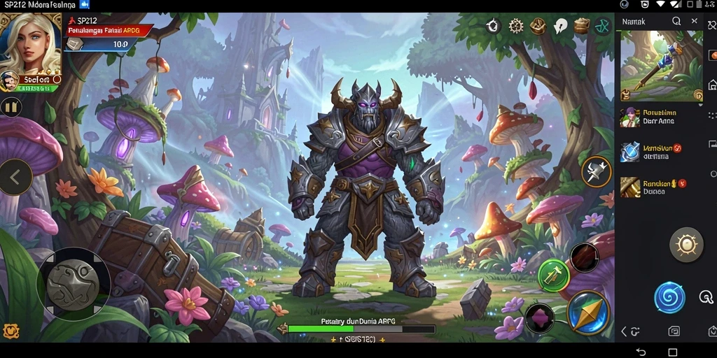 Tampilan gameplay SP212 yang menampilkan pertarungan seru di dunia fantasi.