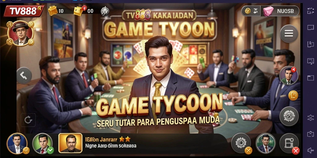 Screenshot gameplay TV888 menampilkan keseruan dalam mengelola bisnis.