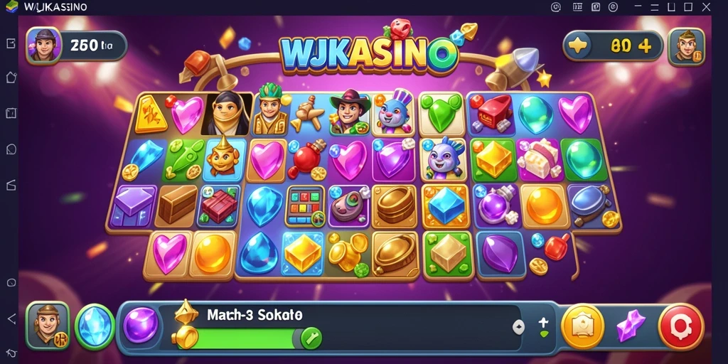 Tampilan gameplay seru dari WJKASINO yang penuh dengan tantangan Match-3.